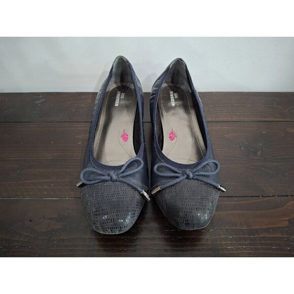 Ros Hommerson Tasha Navy Sheep Leather Heeled Ballet/Pre-owned, Sz. 8.5M EUC - Picture 5 of 9